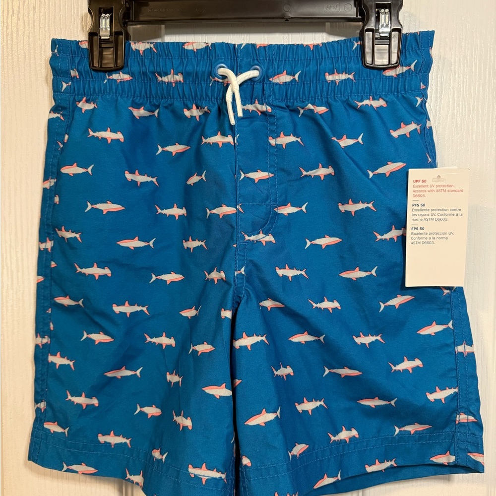 Old Navy Boys Blue Shark Print Swim Trunks